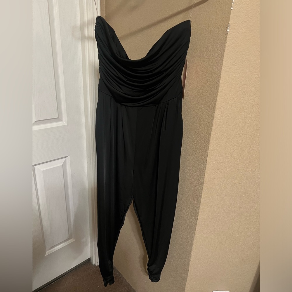 Black tube top jumpsuit